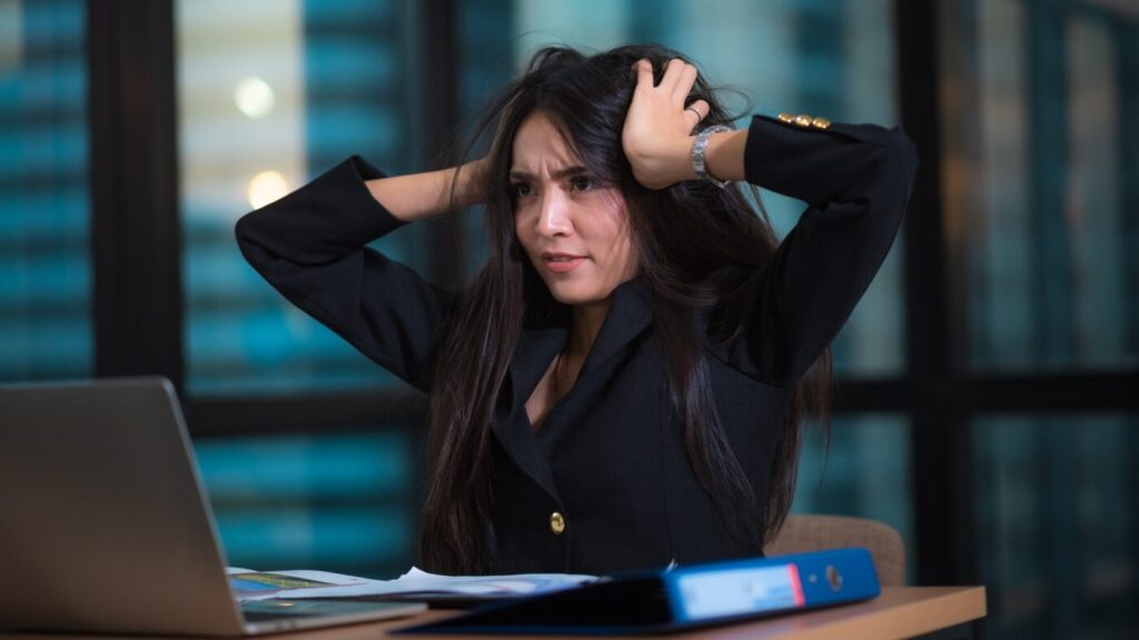 Business women are stressed from unemployment