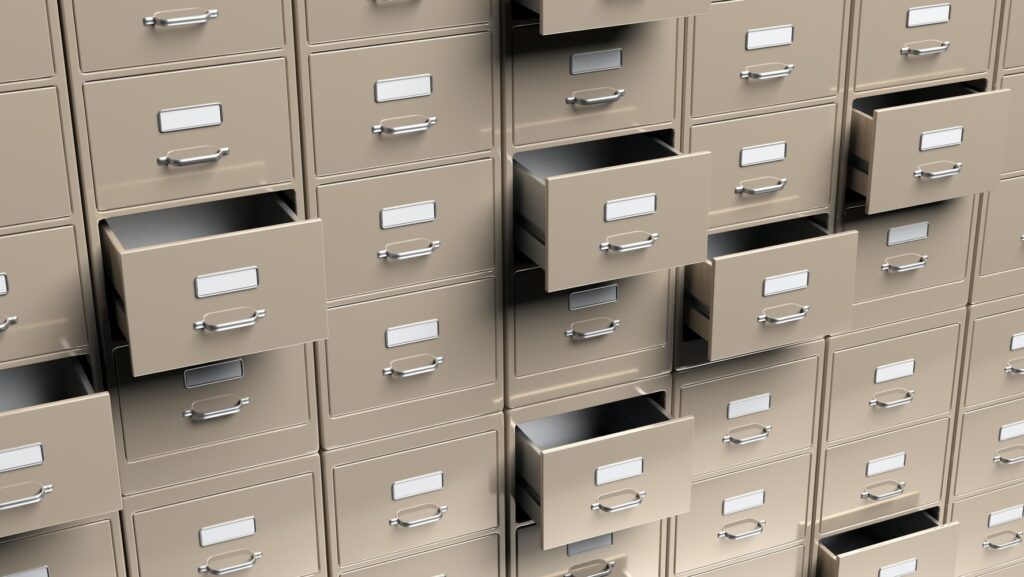 Filing Last time your reviewed your operations background. Office document file organisation. 3d illustration